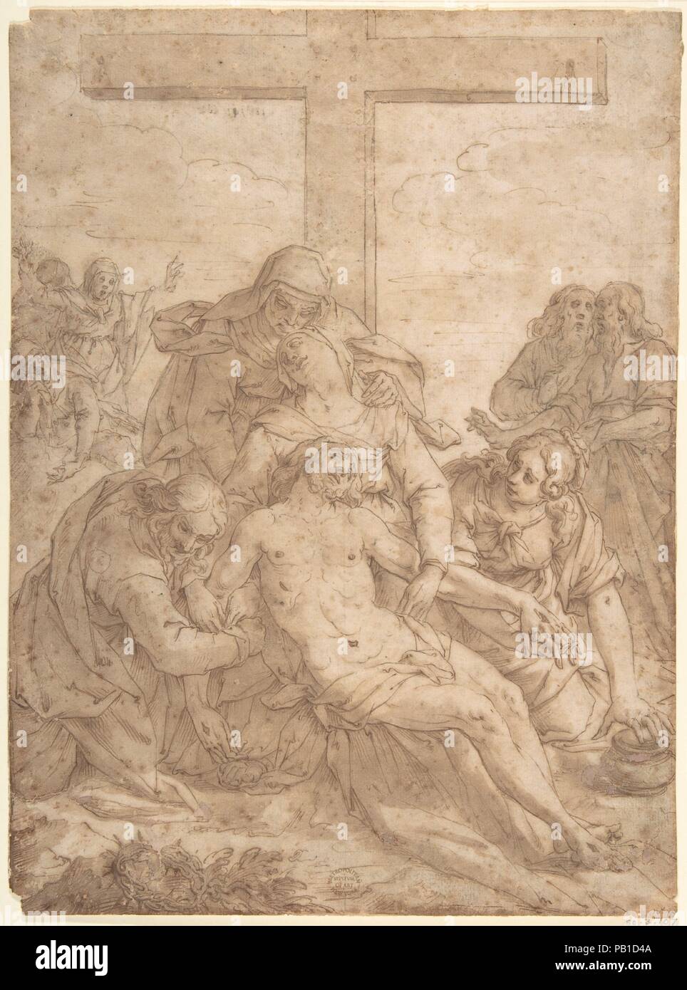 Descent from the Cross. Artist: Pasquale Ottino (Pasqualotto) (Italian, Verona 1578-1630 Verona). Dimensions: 12 1/2 x 9 1/4in. (31.8 x 23.5cm). Date: 1615-16. Museum: Metropolitan Museum of Art, New York, USA. Stock Photo