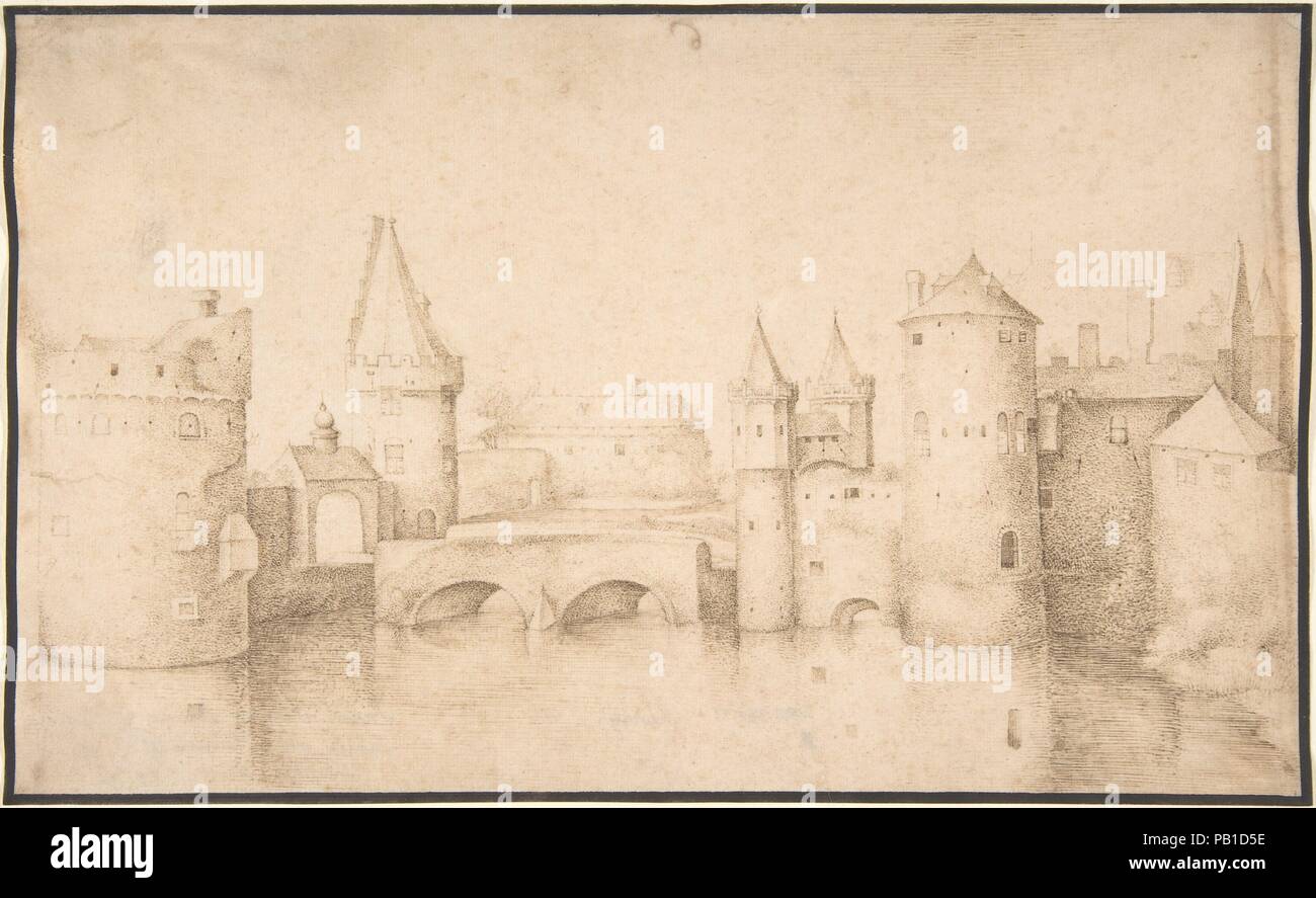 Walls, Towers, and Gates of Amsterdam. Artist: Jacob Savery I (Netherlandish, ca. 1565-1603). Dimensions: sheet: 7 3/8 x 11 15/16 in. (18.7 x 30.3 cm). Date: late 16th-early 17th century. Museum: Metropolitan Museum of Art, New York, USA. Stock Photo
