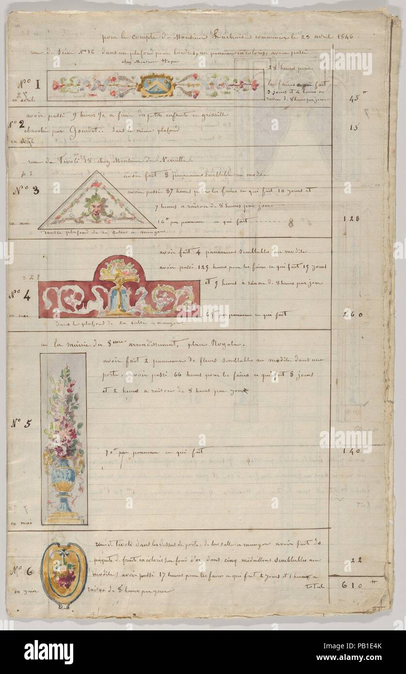 Interior Decorator's Account Book of Hours Spent. Artist JulesEdmond