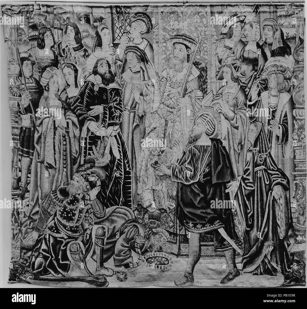 Moses and Aaron Before Pharaoh. Culture: South Netherlandish. Dimensions: Overall: 109 x 197in. (276.9 x 500.4cm). Date: ca. 1515-30. Museum: Metropolitan Museum of Art, New York, USA. Stock Photo