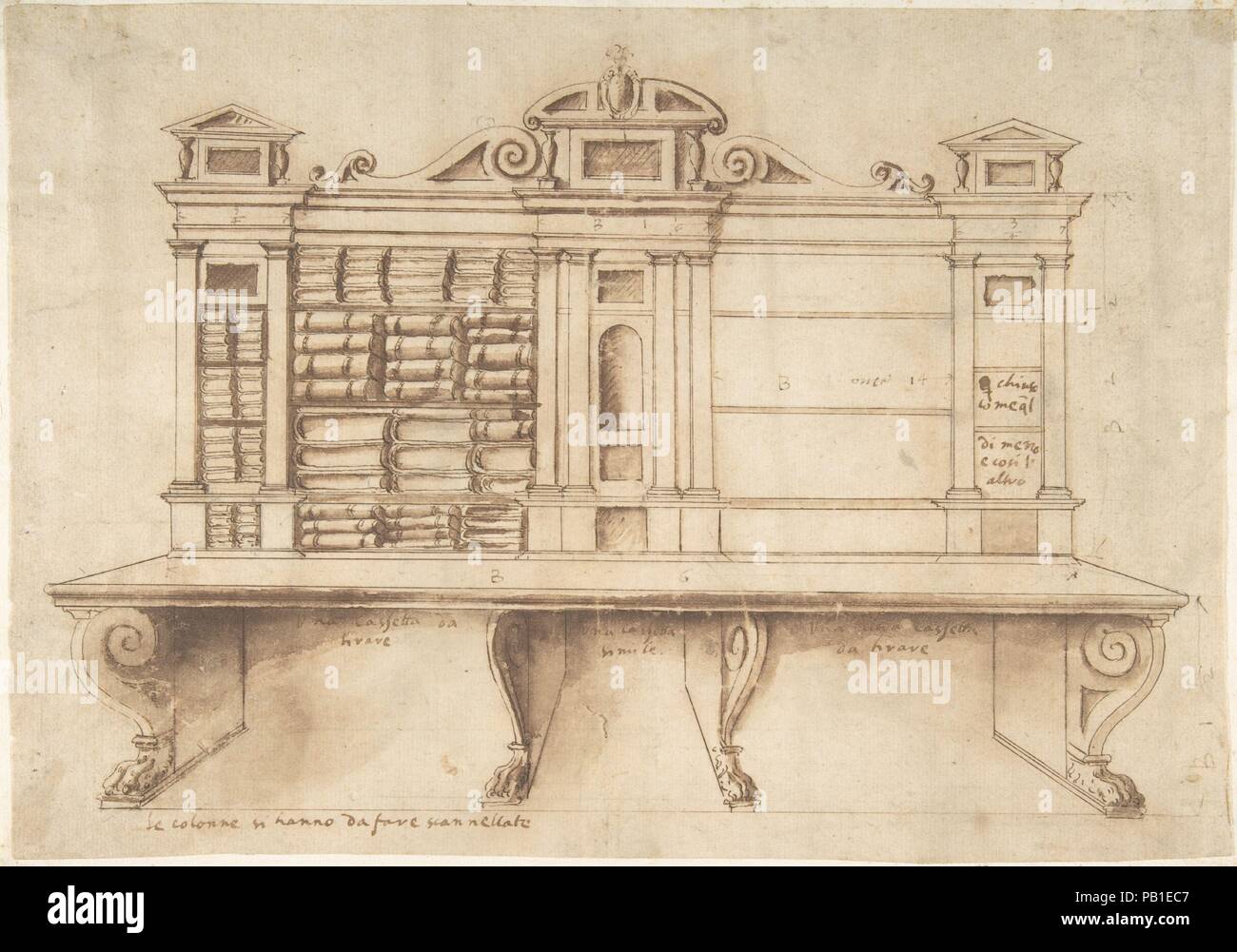 Design For A Bookcase With Writing Desk Artist Anonymous