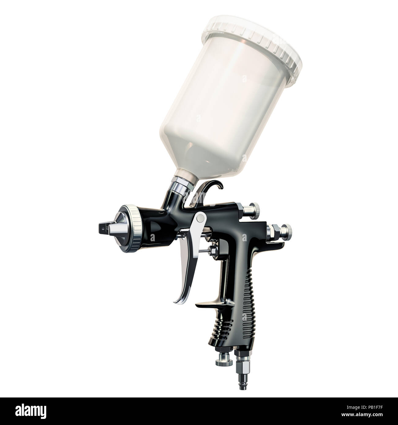 Painting spray gun close-up, 3D rendering isolated on white background Stock Photo