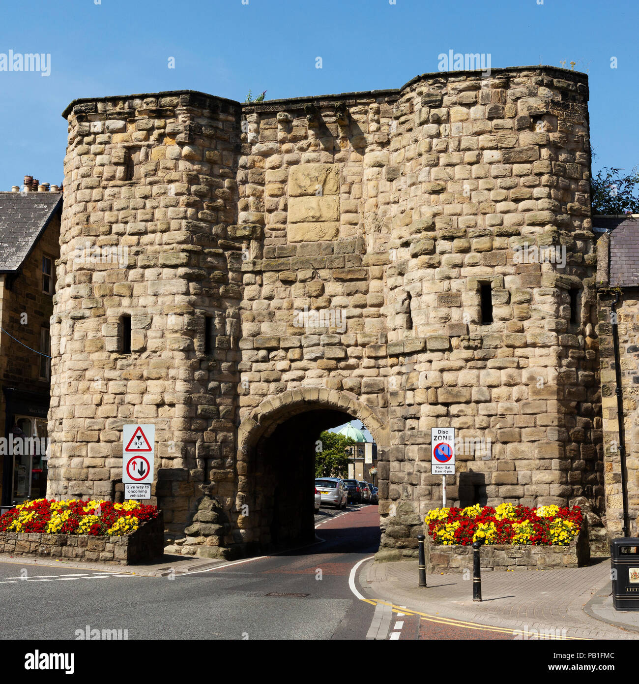 The Bondgate Tower at Alnwick  in Northumberland, England. It is also known as the Hotspur Tower. Stock Photo