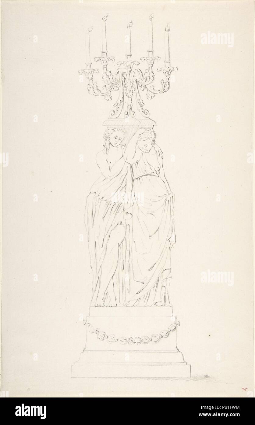 Design for a Candelabra. Artist: Anonymous, French, 18th century. Dimensions: 9 7/16 x 14 3/4 in.  (24 x 37.4 cm). Date: ca. 1770-90. Museum: Metropolitan Museum of Art, New York, USA. Stock Photo