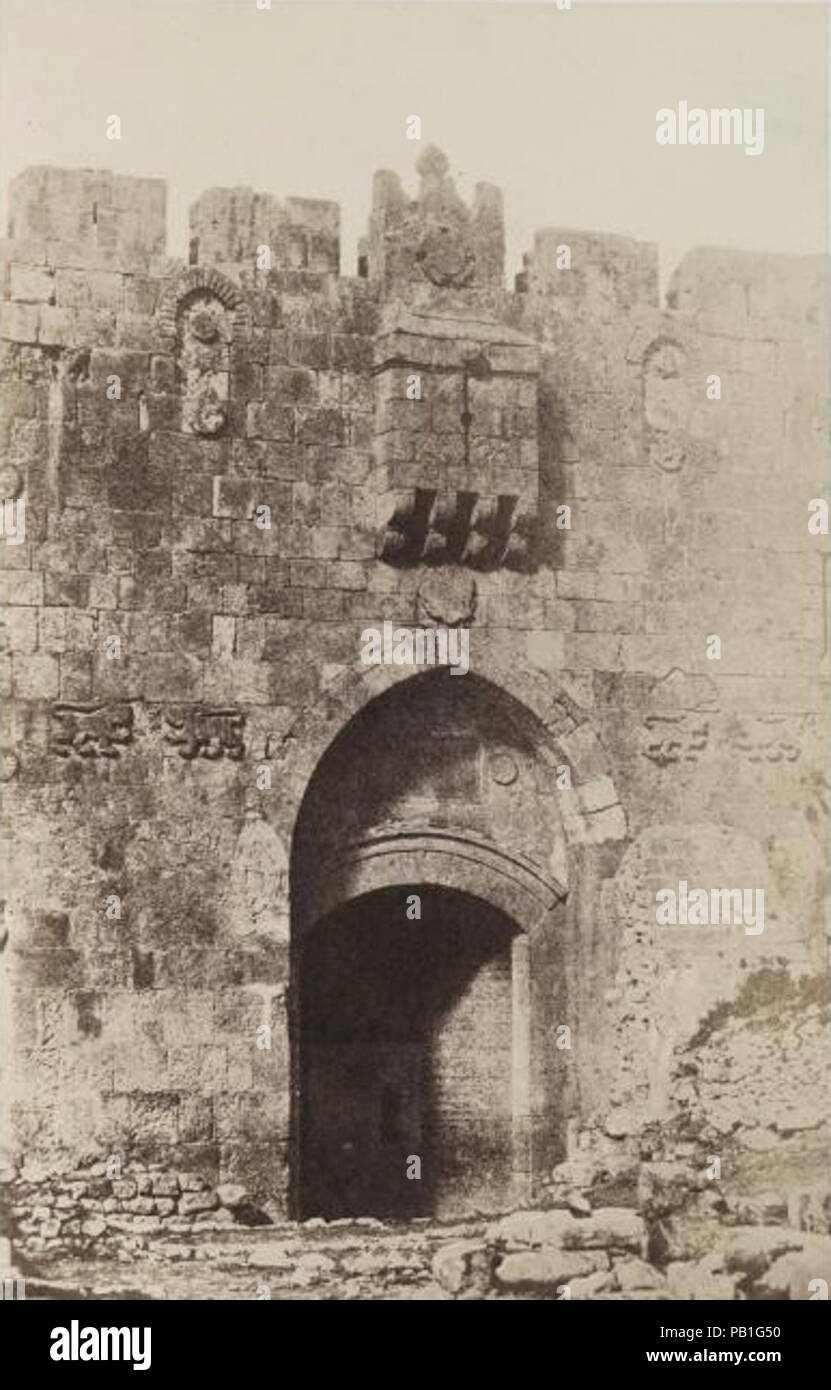 A. Salzmann - Porte Saint Étienne, vue extérieure - Jerusalem.  A. Salzmann - Saint Stephen's Gate, exterior view - Jerusalem. Stock Photo