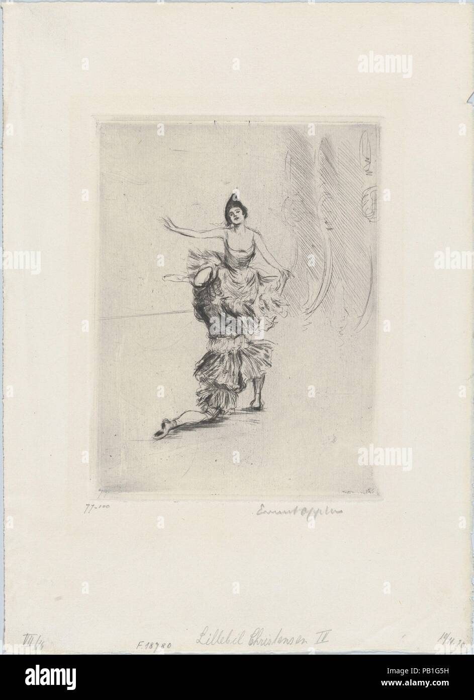 Lillebil Christensen IV. Artist: Ernst Oppler (German, Hannover 1867-1929 Berlin). Dimensions: plate: 7 1/8 x 5 1/2 in. (18.1 x 14 cm)  sheet: 12 x 8 11/16 in. (30.5 x 22.1 cm). Date: 1920. Museum: Metropolitan Museum of Art, New York, USA. Stock Photo
