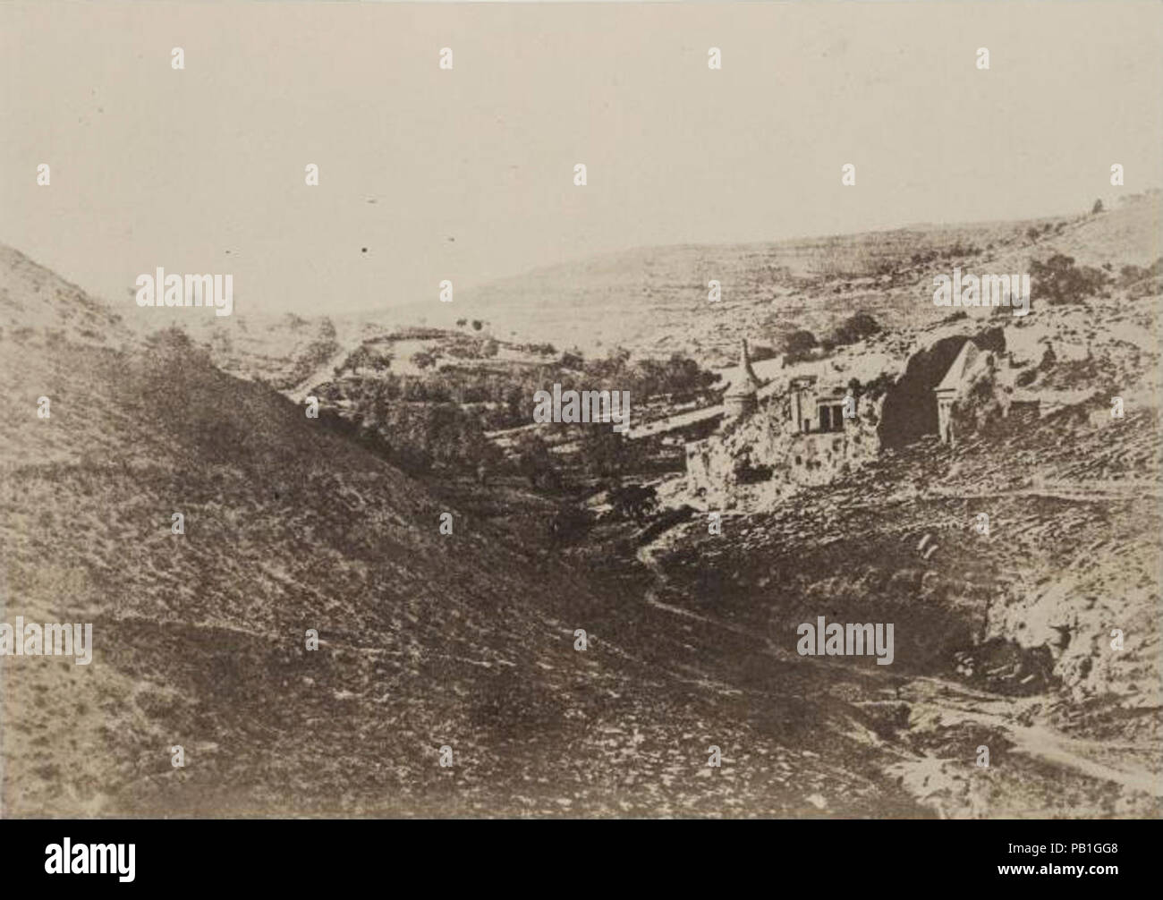 A. Salzmann - Vallée de Josaphat - Jerusalem.  A. Salzmann - Valley of Jehoshaphat - Jerusalem. Stock Photo