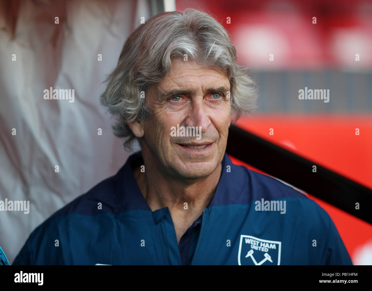 West Ham manager Manuel Pellegrini during a pre season friendly match at Villa Park, Birmingham. Stock Photo