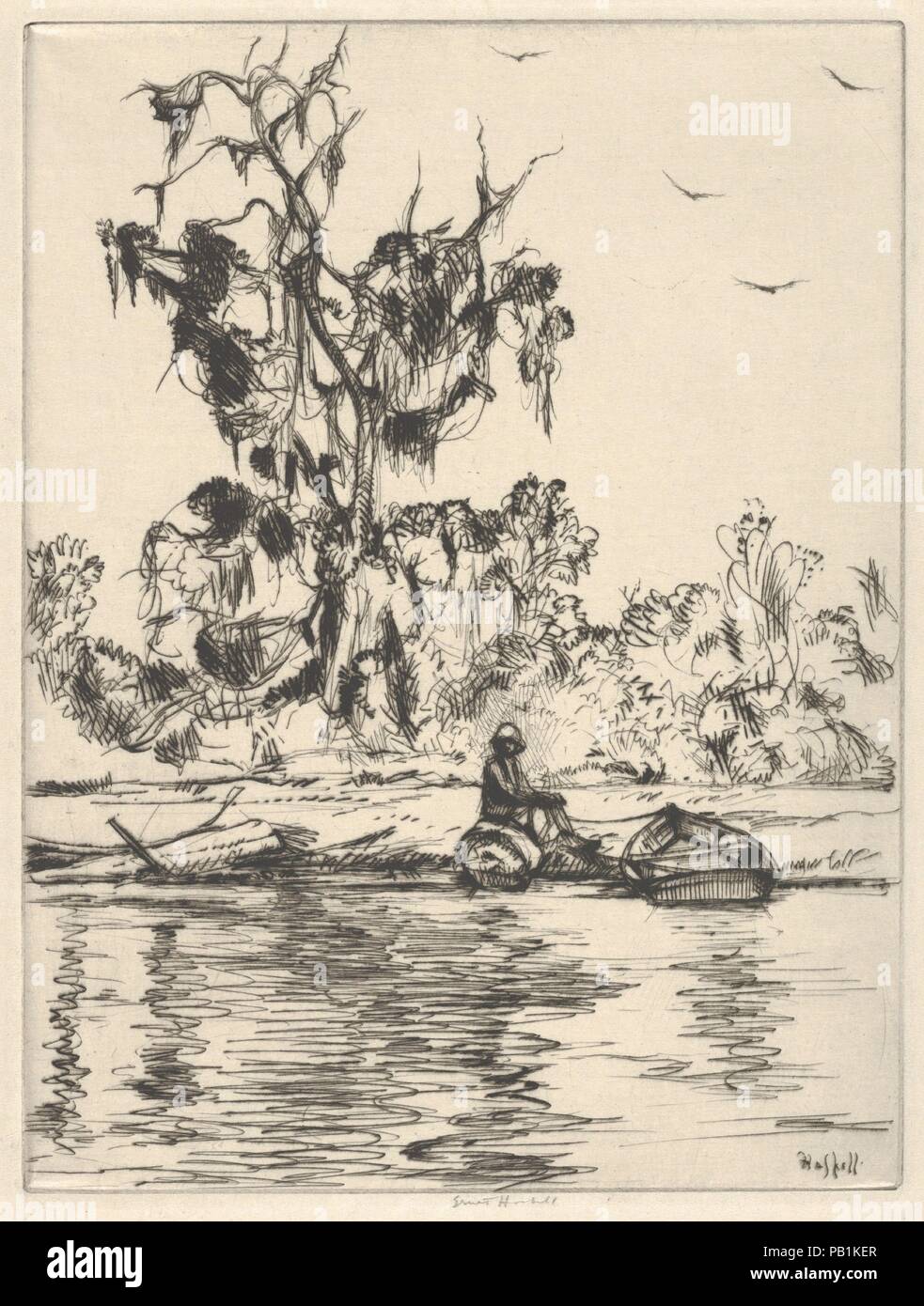 Negress and the Buzzards. Artist: Ernest Haskell (American, Woodstock, Connecticut 1876-1925 West Point, Maine). Dimensions: Sheet: 10 3/4 × 7 13/16 in. (27.3 × 19.8 cm)  Plate: 7 15/16 × 6 in. (20.2 × 15.2 cm). Date: 1915. Museum: Metropolitan Museum of Art, New York, USA. Stock Photo