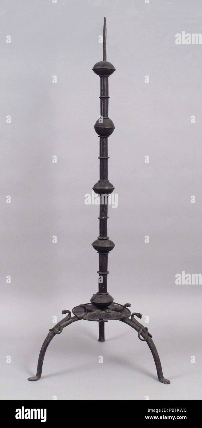 Candlestick. Culture: French or Italian. Dimensions: Overall: 54 1/2 x 21 1/4 in. (138.4 x 54 cm). Date: 15th century. Museum: Metropolitan Museum of Art, New York, USA. Stock Photo