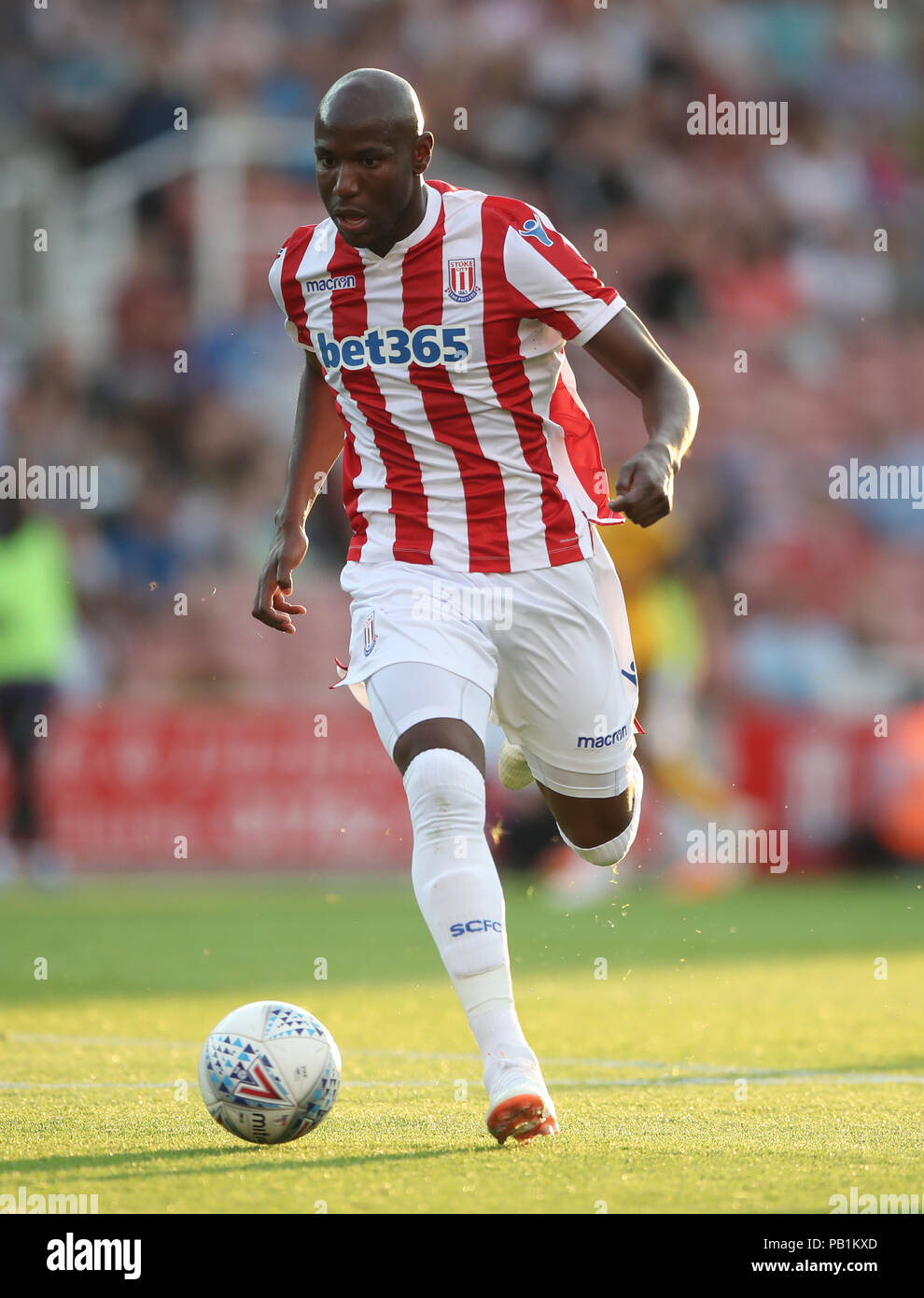 Stoke City's Benik Afobe during a pre season friendly match at The Bet365 Stadium, Stoke. PRESS ASSOCIATION Photo. Picture date: Wednesday July 25, 2018. Photo credit should read: Nick Potts/PA Wire. EDITORIAL USE ONLY No use with unauthorised audio, video, data, fixture lists, club/league logos or 'live' services. Online in-match use limited to 75 images, no video emulation. No use in betting, games or single club/league/player publications. Stock Photo