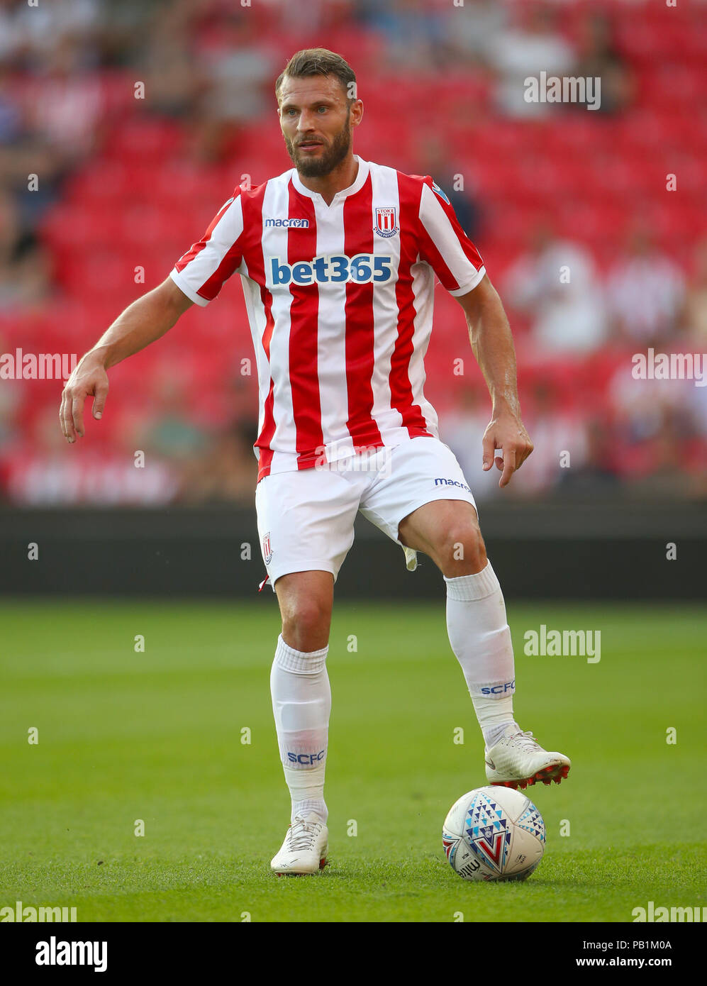 Stoke City's Erik Pieters during a pre season friendly match at The Bet365 Stadium, Stoke. PRESS ASSOCIATION Photo. Picture date: Wednesday July 25, 2018. Photo credit should read: Nick Potts/PA Wire. EDITORIAL USE ONLY No use with unauthorised audio, video, data, fixture lists, club/league logos or 'live' services. Online in-match use limited to 75 images, no video emulation. No use in betting, games or single club/league/player publications. Stock Photo