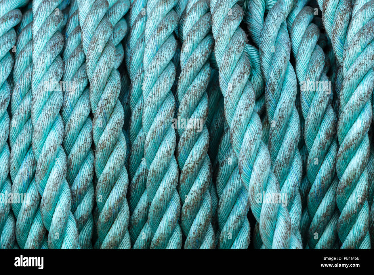 Rolled Turquoise Braided Ship Rope Stock Photo Alamy