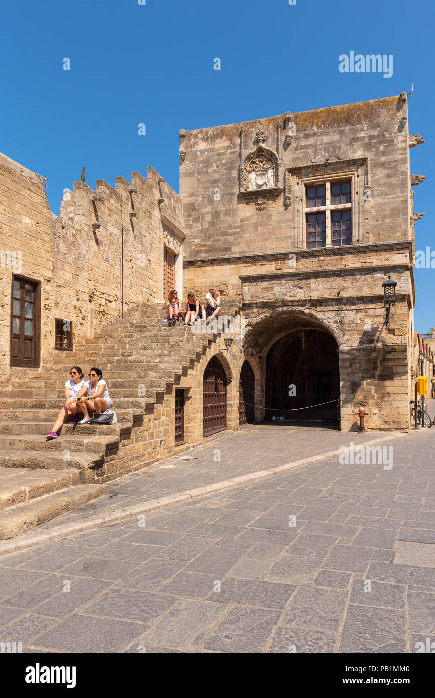 RHODES, GREECE - May 13, 2018: The historic Castellania in Rhodes Town, Knight's court, Rhodes Island, Greece Stock Photo