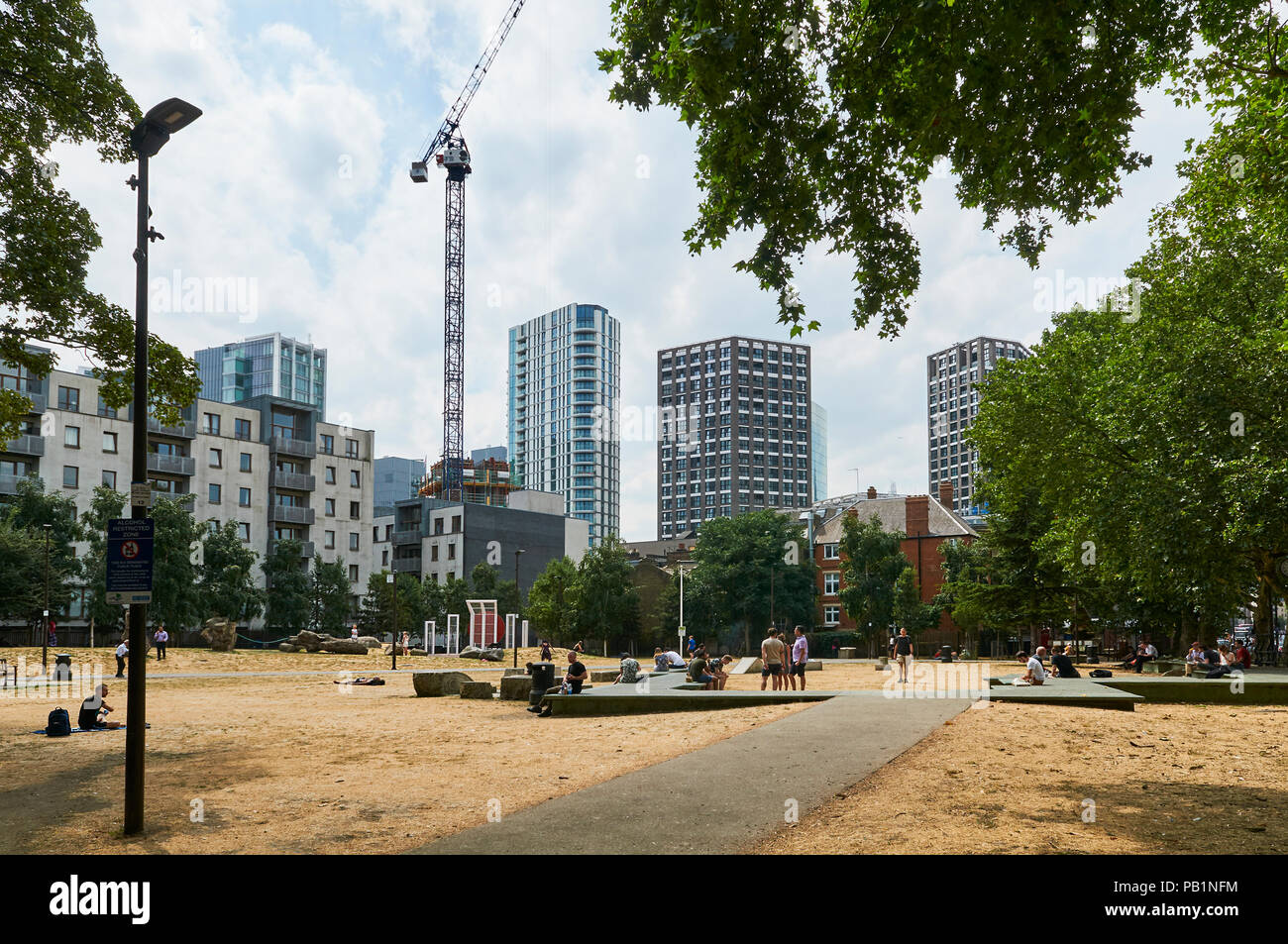 Altab Ali Park, Whitechapel, East London UK, during the July 2018 heatwave Stock Photo