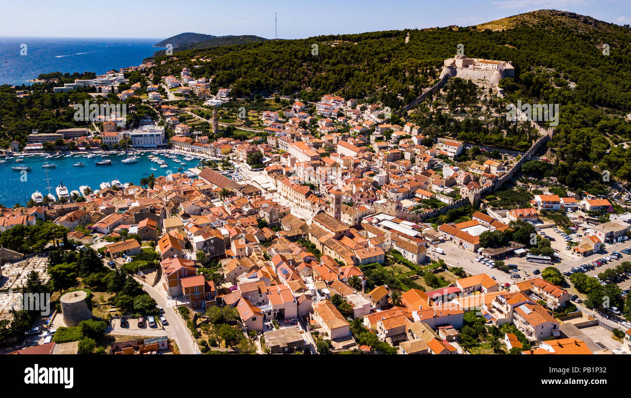Aerial view of Hvar, Croatia Stock Photo