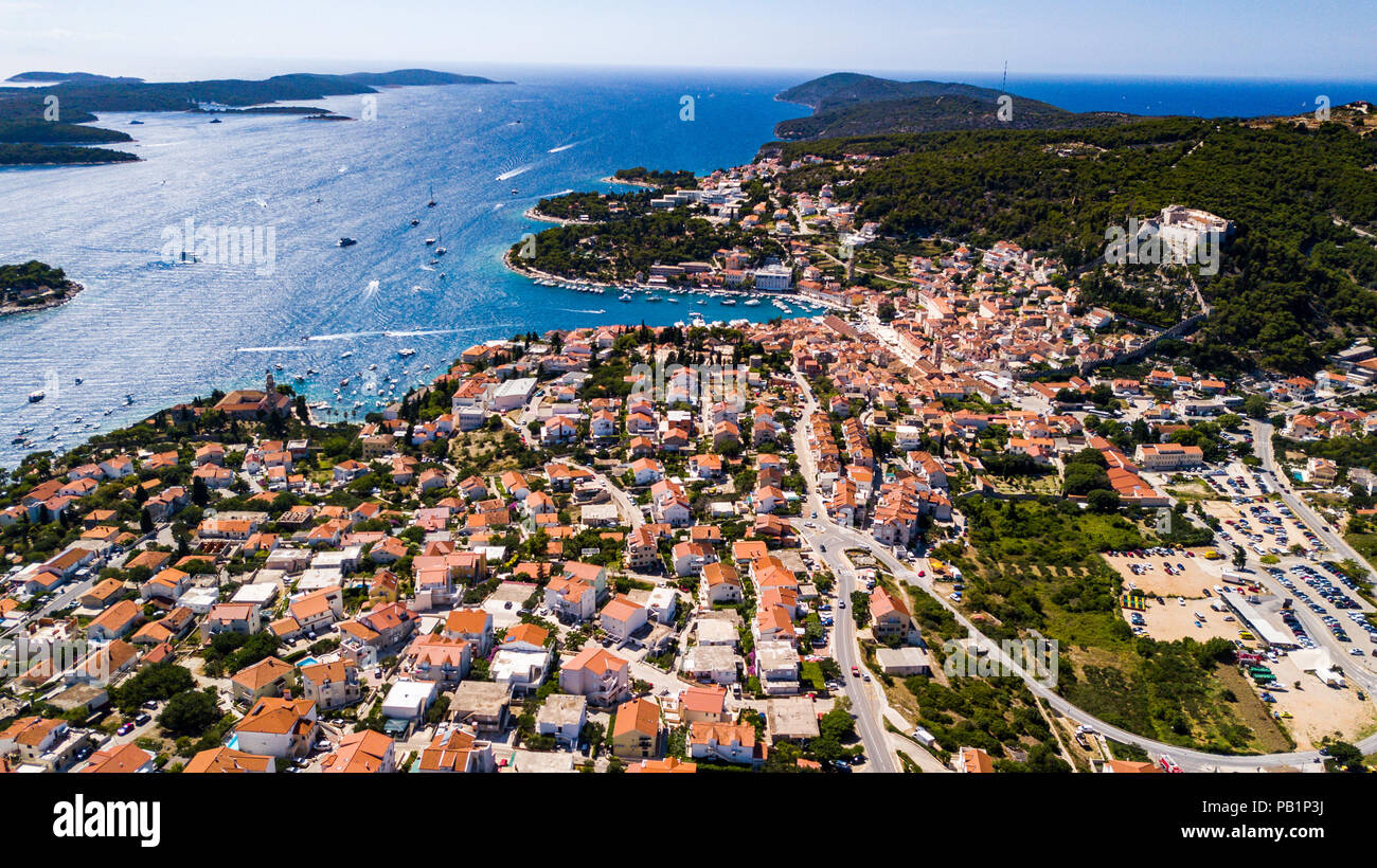 Aerial view of Hvar, Croatia Stock Photo