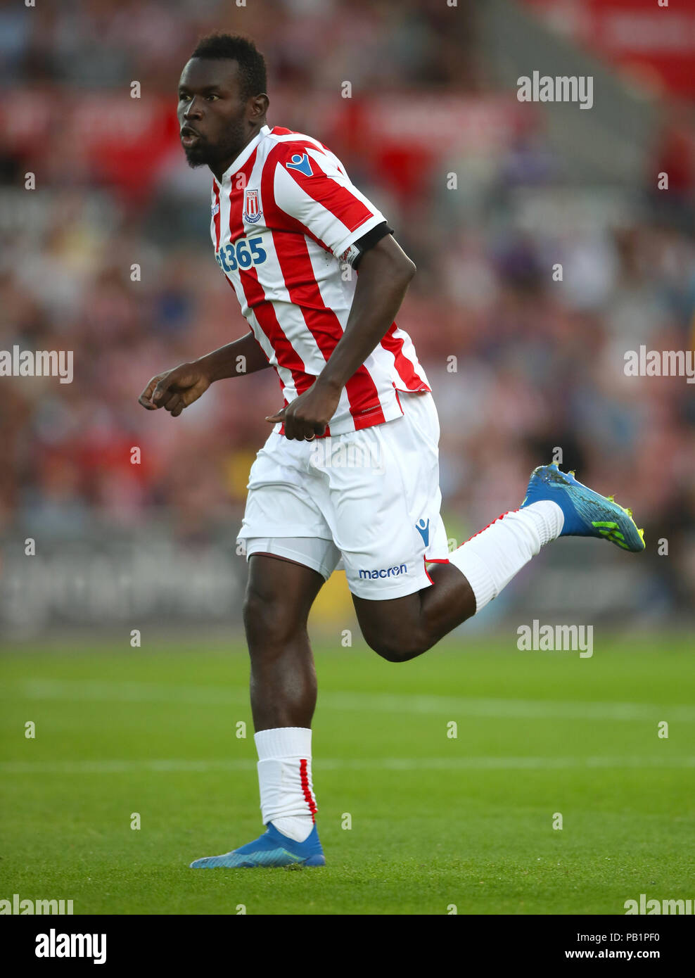 Stoke City's Mame Diouf during a pre season friendly match at The Bet365 Stadium, Stoke. PRESS ASSOCIATION Photo. Picture date: Wednesday July 25, 2018. Photo credit should read: Nick Potts/PA Wire. EDITORIAL USE ONLY No use with unauthorised audio, video, data, fixture lists, club/league logos or 'live' services. Online in-match use limited to 75 images, no video emulation. No use in betting, games or single club/league/player publications. Stock Photo