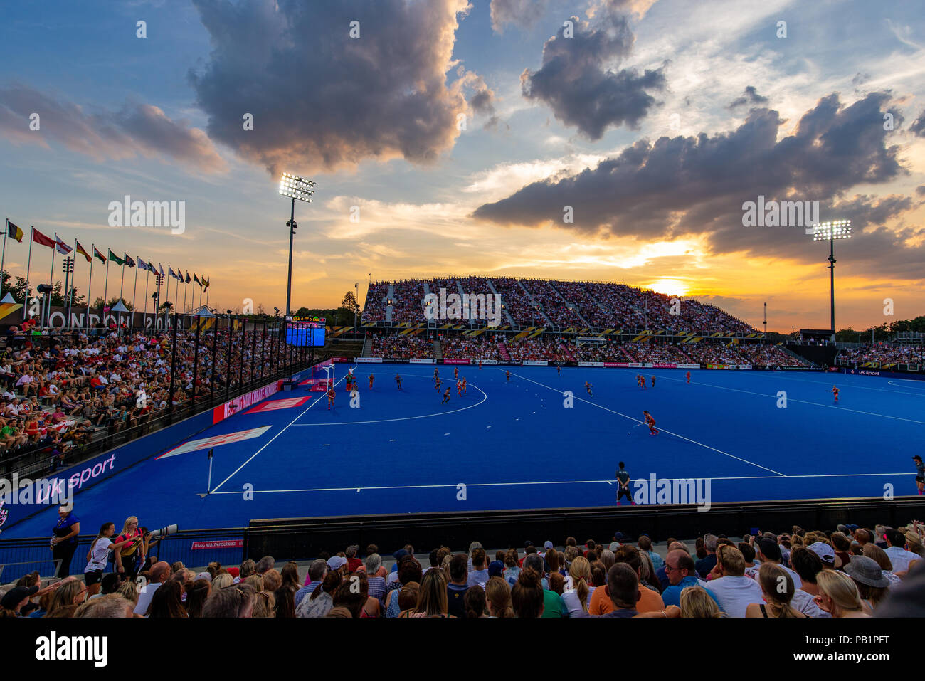 General view of the game during the national Vitality Women's Hockey World Cup match at The Lee Valley Hockey and Tennis Centre, London. PRESS ASSOCIATION Photo, Picture date: Wednesday July 25, 2018. Photo credit should read: Steven Paston/PA Wire. Stock Photo