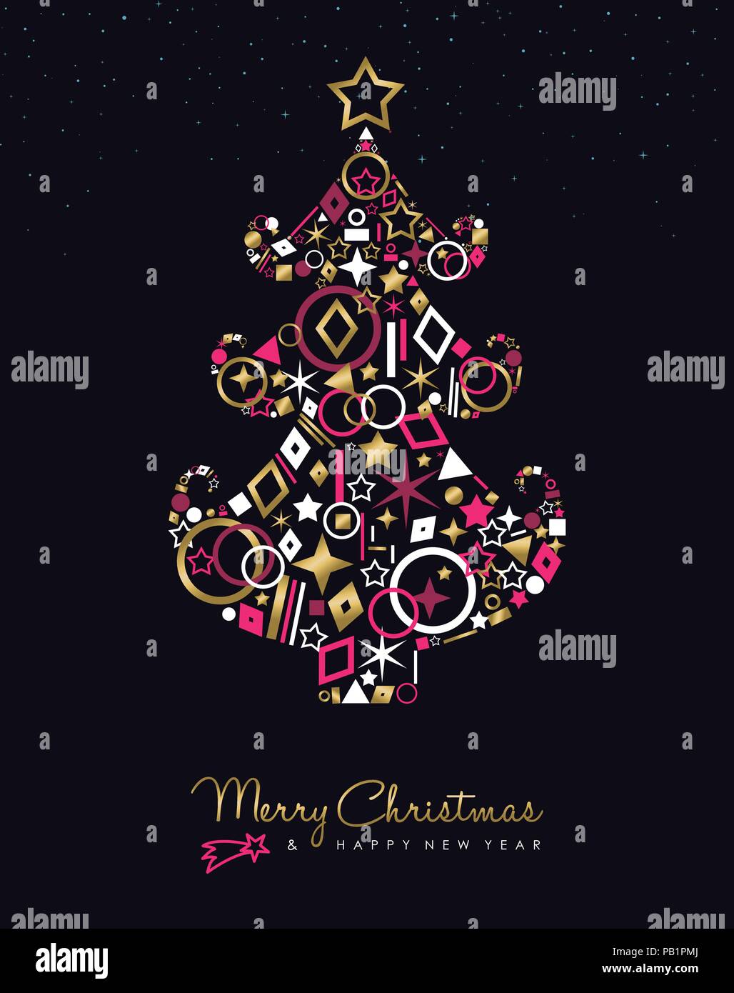 Merry Christmas And Happy New Year Greeting Card Illustration