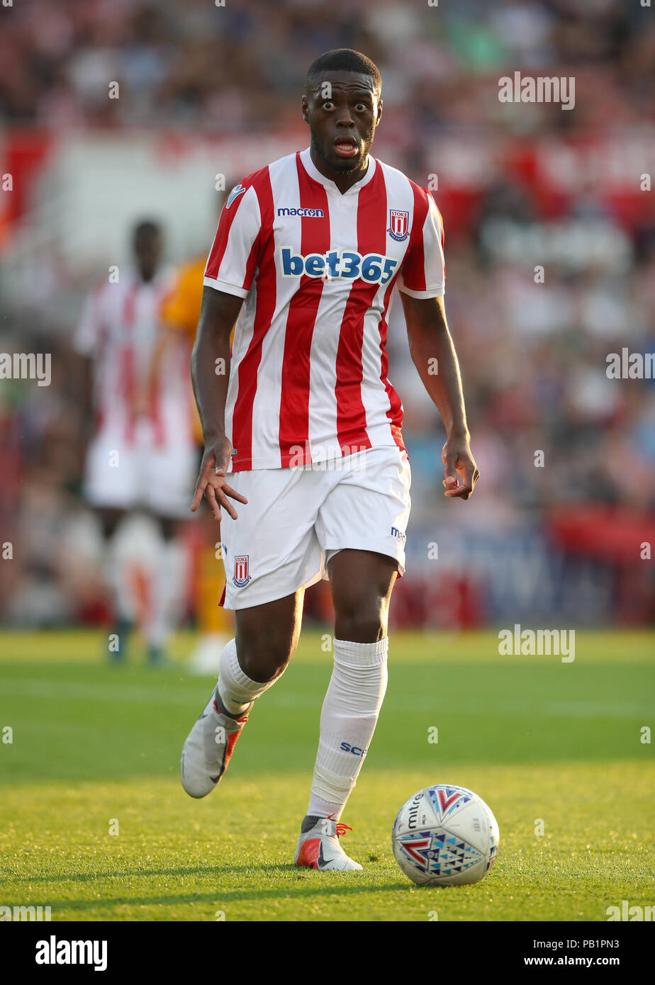 Stoke City's Bruno Martins Indl during a pre season friendly match at The Bet365 Stadium, Stoke. PRESS ASSOCIATION Photo. Picture date: Wednesday July 25, 2018. Photo credit should read: Nick Potts/PA Wire. EDITORIAL USE ONLY No use with unauthorised audio, video, data, fixture lists, club/league logos or 'live' services. Online in-match use limited to 75 images, no video emulation. No use in betting, games or single club/league/player publications. Stock Photo