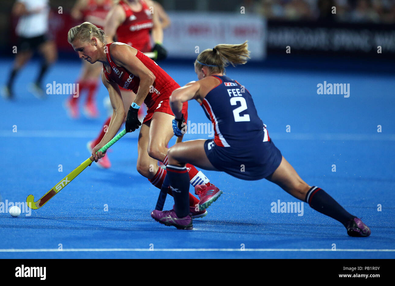 England's Alex Danson in action during the national Vitality Women's Hockey World Cup match at The Lee Valley Hockey and Tennis Centre, London. PRESS ASSOCIATION Photo, Picture date: Wednesday July 25, 2018. Photo credit should read: Steven Paston/PA Wire. Stock Photo