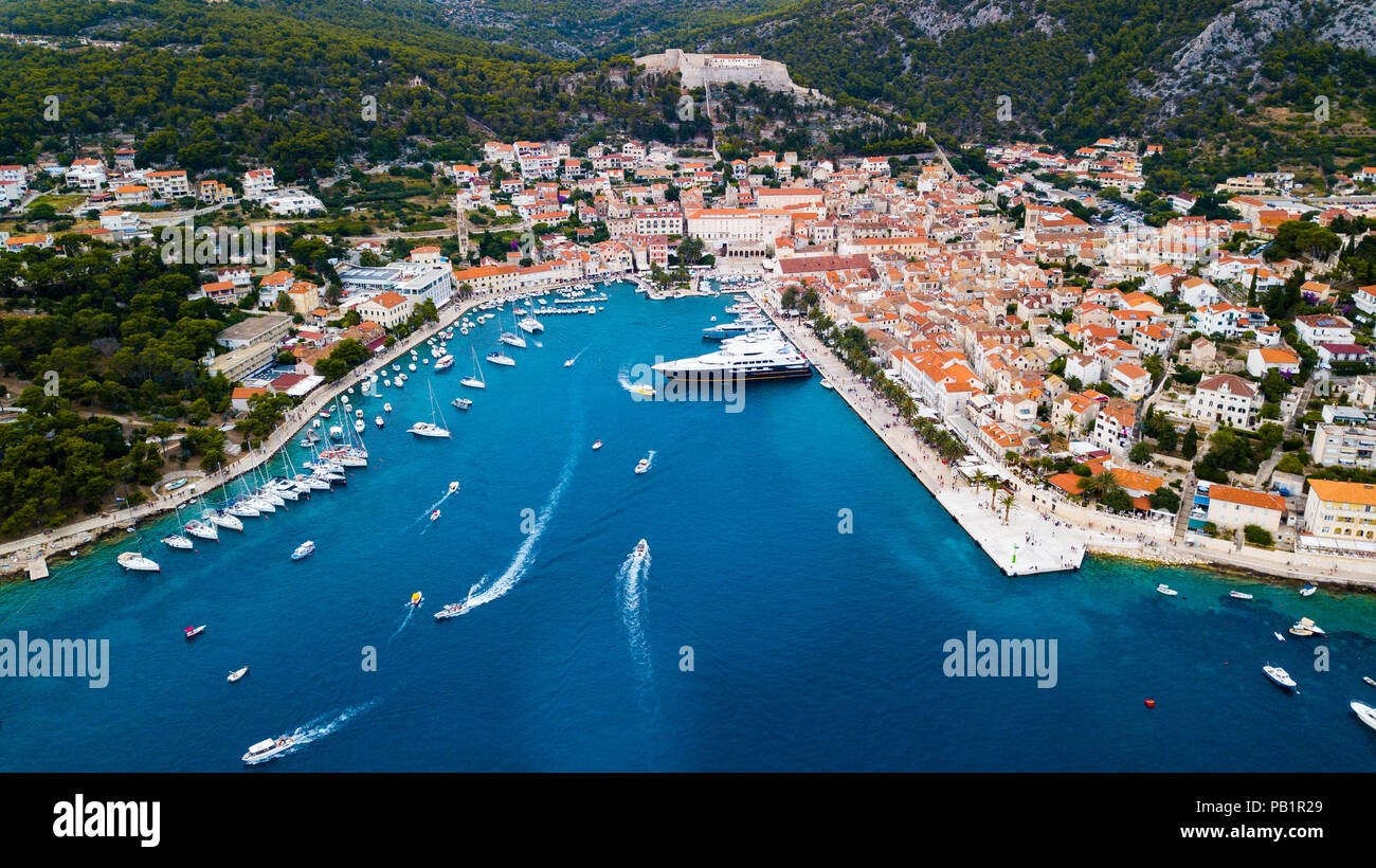 Aerial view of Hvar, Croatia Stock Photo