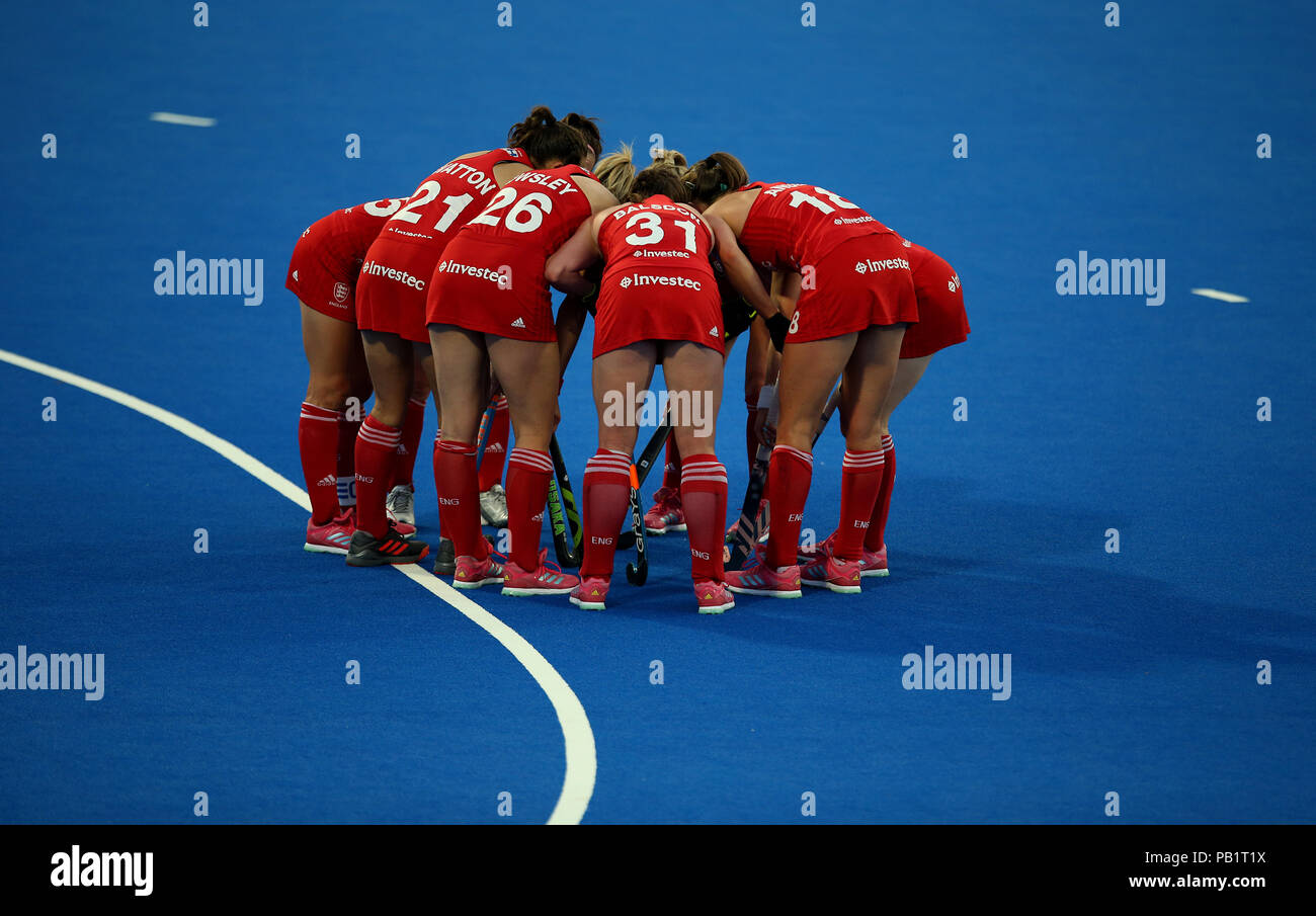 England's during a penalty corner during the national Vitality Women's Hockey World Cup match at The Lee Valley Hockey and Tennis Centre, London. PRESS ASSOCIATION Photo, Picture date: Wednesday July 25, 2018. Photo credit should read: Steven Paston/PA Wire. Stock Photo