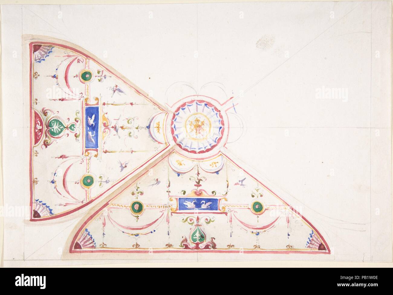 Design for a Painted Ceiling. Artist: Anonymous, Italian, 19th century. Dimensions: 6-3/8 x 9-3/8 in. Date: 1825-75. Museum: Metropolitan Museum of Art, New York, USA. Stock Photo