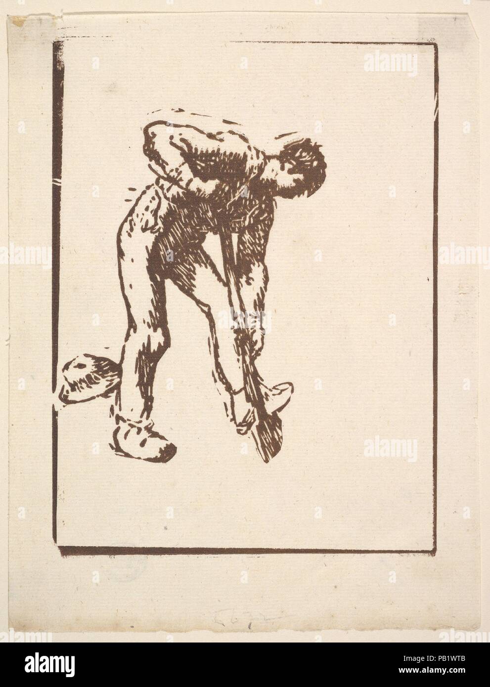 Digger. Artist: Jean-François Millet (French, Gruchy 1814-1875 Barbizon). Dimensions: block: 5 1/2 x 4 1/8 in. (14 x 10.5 cm). Date: 1863. Museum: Metropolitan Museum of Art, New York, USA. Stock Photo