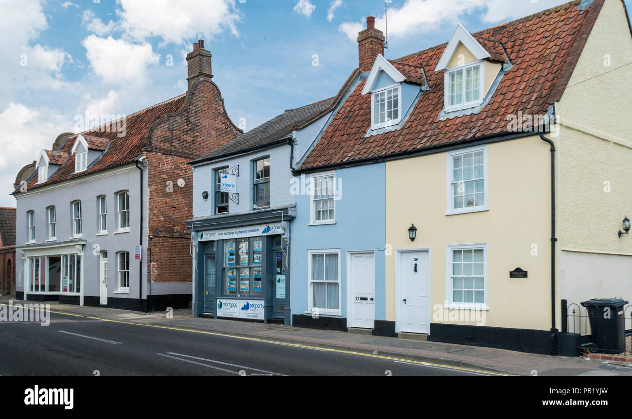 View of the historic buildings in Blyburgate, Beccles Suffolk, UK Stock Photo