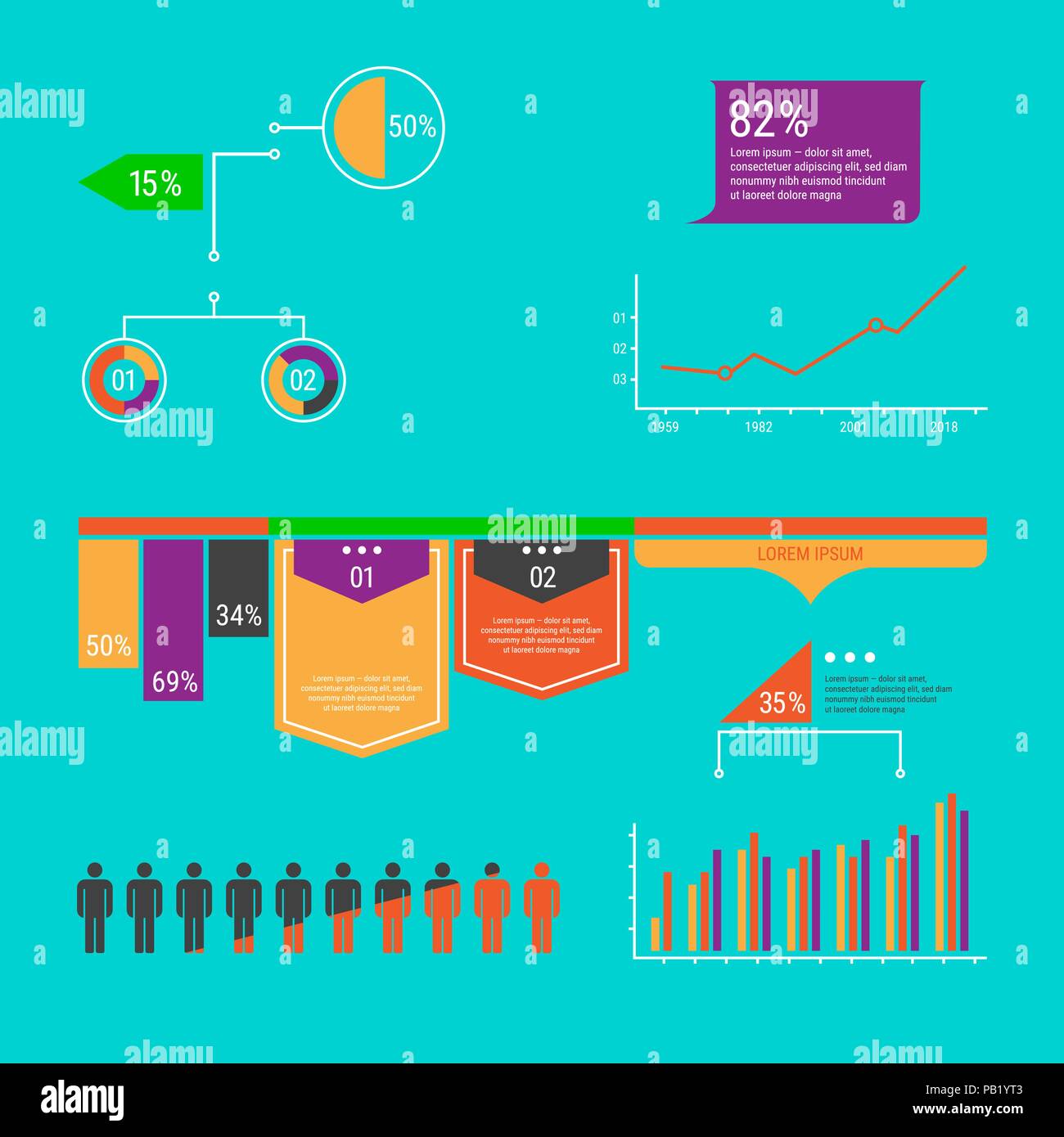 People and Other Infographic Elements Set. Vector Design Elements Set for You Design Stock Vector