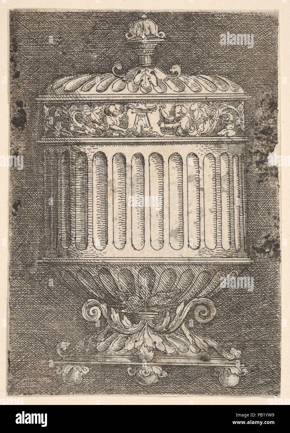 Covered Goblet with Three Feet. Artist: Albrecht Altdorfer (German, Regensburg ca. 1480-1538 Regensburg). Dimensions: Sheet: 4 9/16 × 3 1/4 in. (11.6 × 8.2 cm). Museum: Metropolitan Museum of Art, New York, USA. Stock Photo