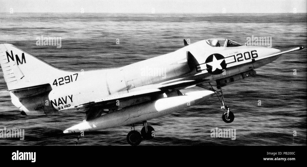 A4D-2 Skyhawk VA-192 in flight c1960. Stock Photo