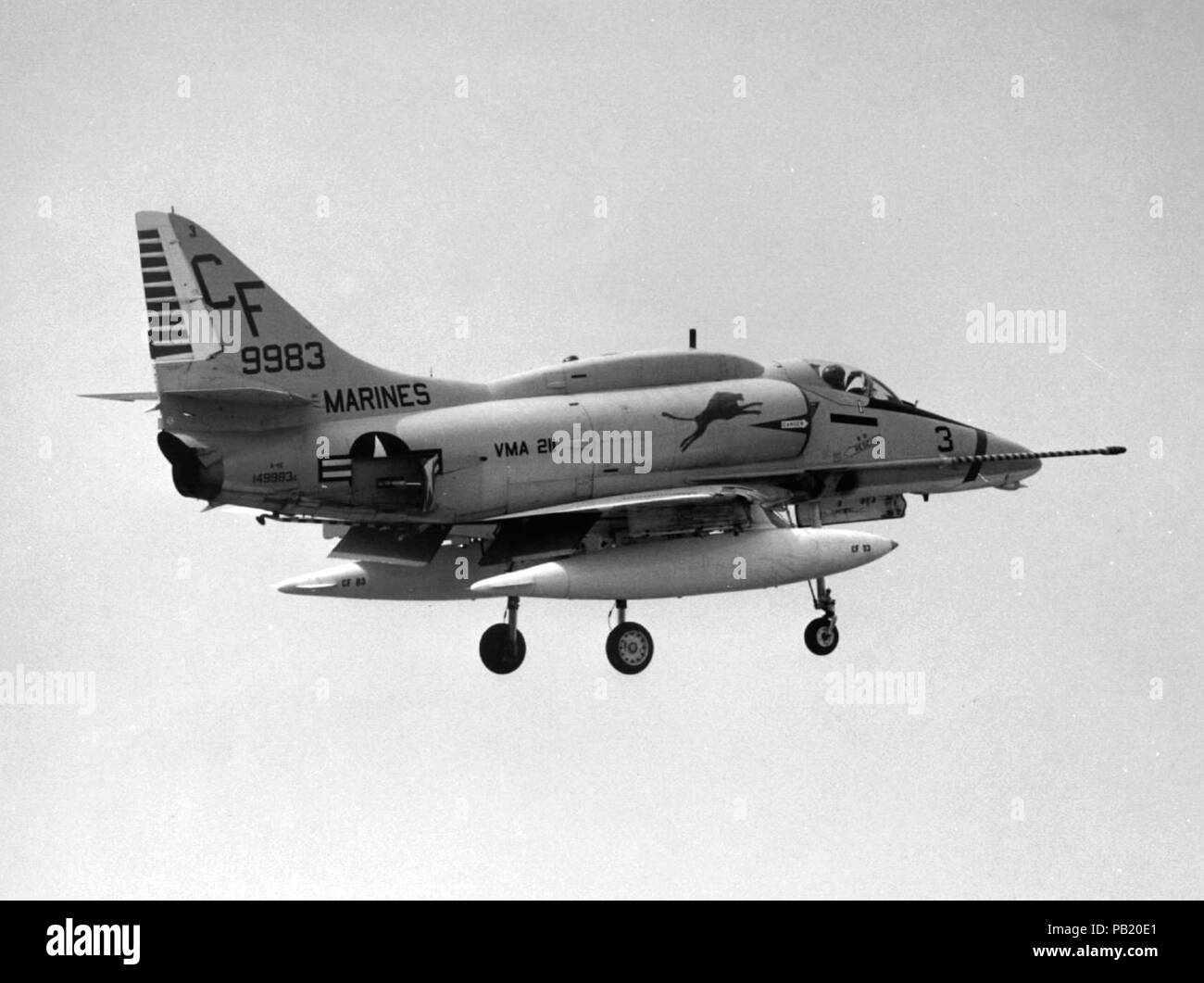A-4E Skyhawk of VMA-211 in flight on 11 March 1973 Stock Photo