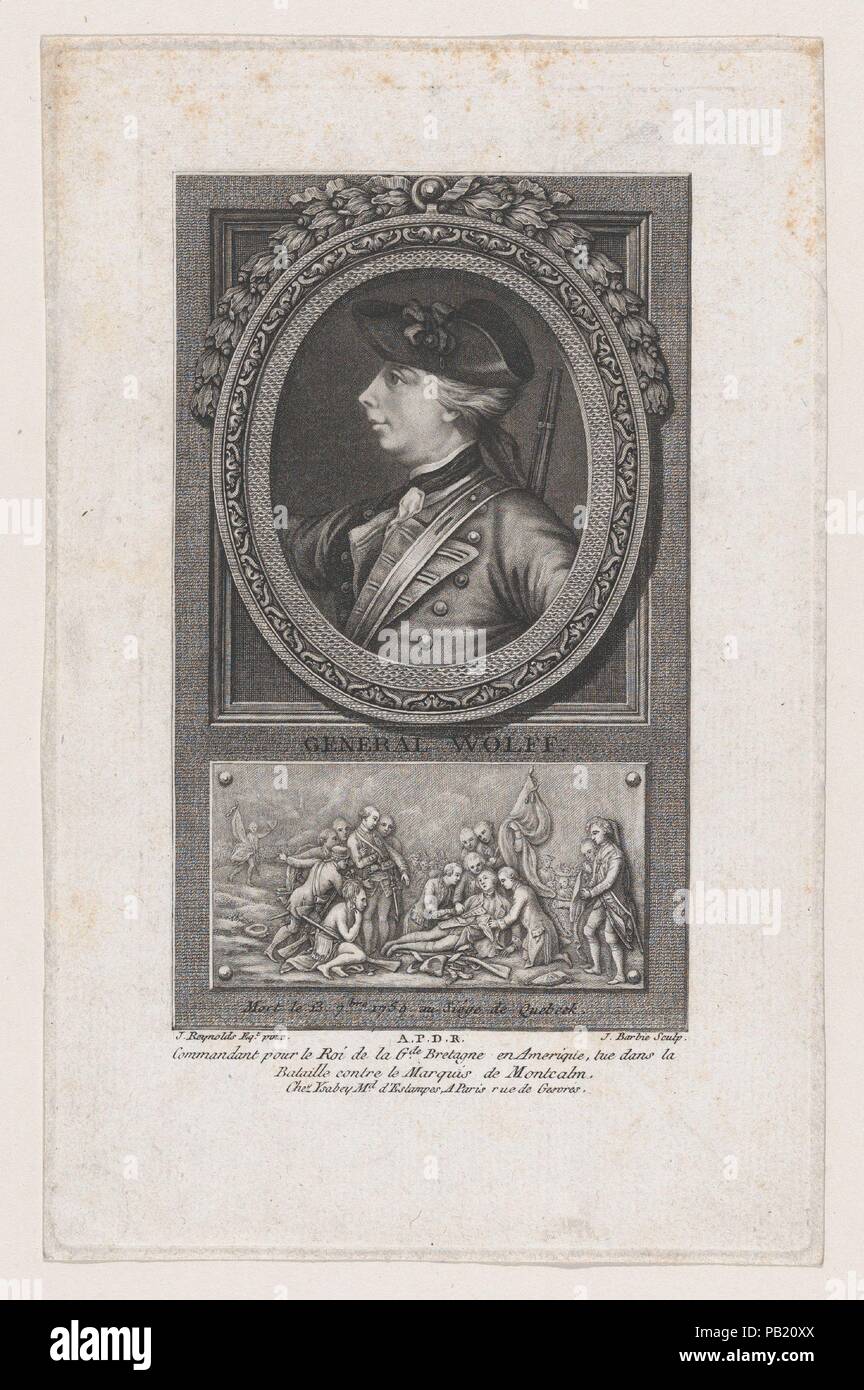 General Wolff. Artist: After Benjamin West (American, Swarthmore, Pennsylvania 1738-1820 London); After J. S. C. Schaak (British, active 1761-70). Dimensions: Sheet (trimmed): 8 1/4 × 5 1/2 in. (20.9 × 13.9 cm). Etcher: and engraver Jacques Barbié (French, Paris 1735-1779 Paris). Date: 1781. Museum: Metropolitan Museum of Art, New York, USA. Stock Photo