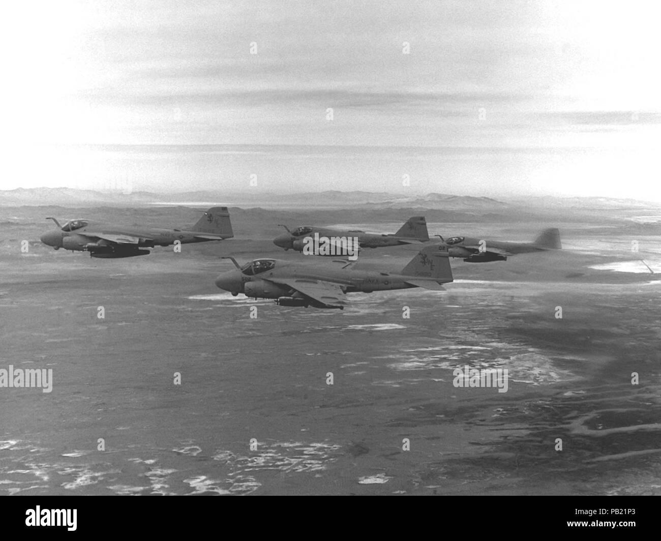 A-6E Intruders of VA-145 in flight 1986. Stock Photo