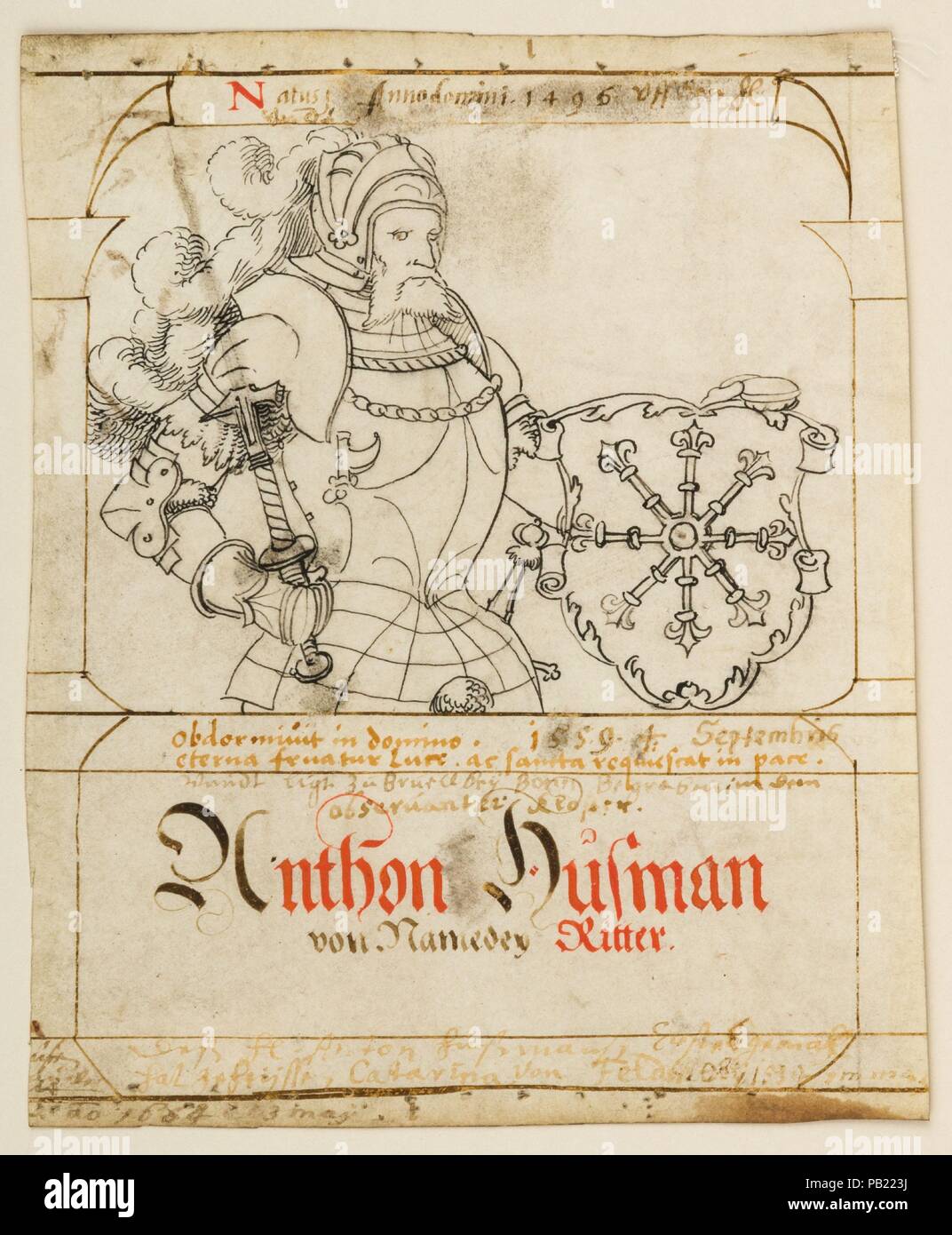 Drawing of Sir Anthony Hausman of Namedey. Culture: German. Dimensions: 5 1/2 x 4 1/2 in. (13.9 x 11.4 cm). Date: ca. 1559. Museum: Metropolitan Museum of Art, New York, USA. Stock Photo