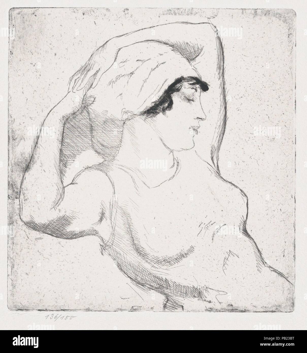 Female Figure (Frauengestalt). Artist: Emil Orlik (Austro-Hungarian, Prague 1870-1932 Berlin). Dimensions: sheet: 13 7/8 x 10 3/16 in. (35.2 x 25.9 cm)  plate: 6 9/16 x 6 1/2 in. (16.7 x 16.5 cm). Series/Portfolio: 136/150. Date: 1919. Museum: Metropolitan Museum of Art, New York, USA. Stock Photo