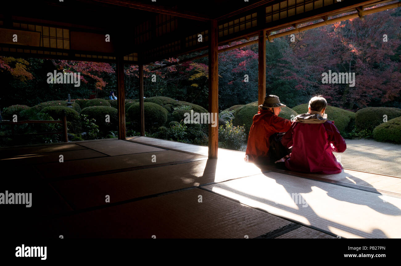 as of art, Japanese gardens are meticulously tended. Nature is but highly manipulated Stock Photo - Alamy