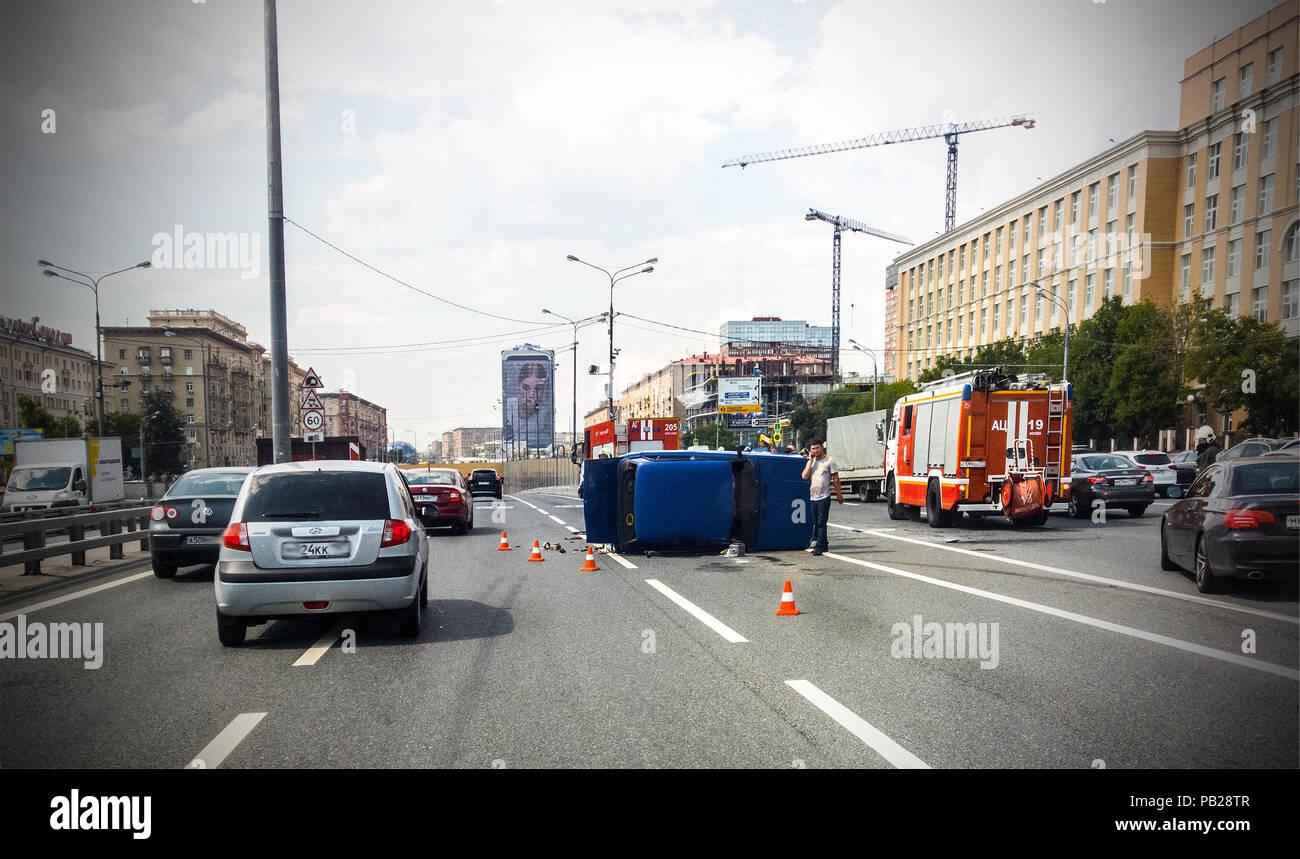 road accident in Moscow, Russia Stock Photo