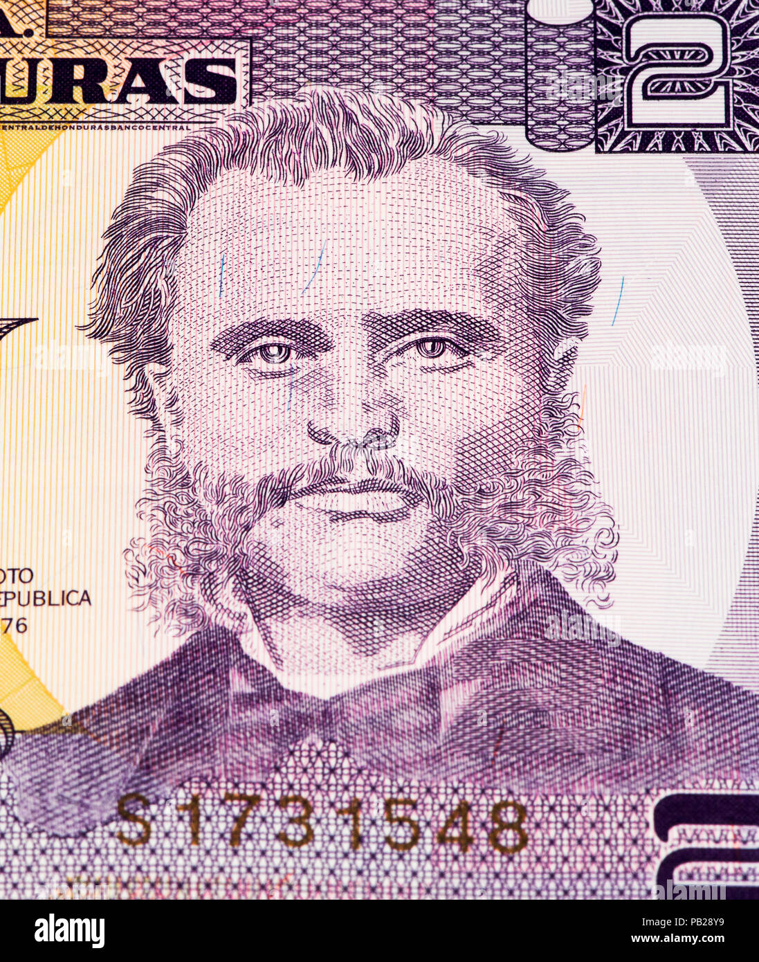 2 lempiras bank note. Lempira is the national currency of Honduras