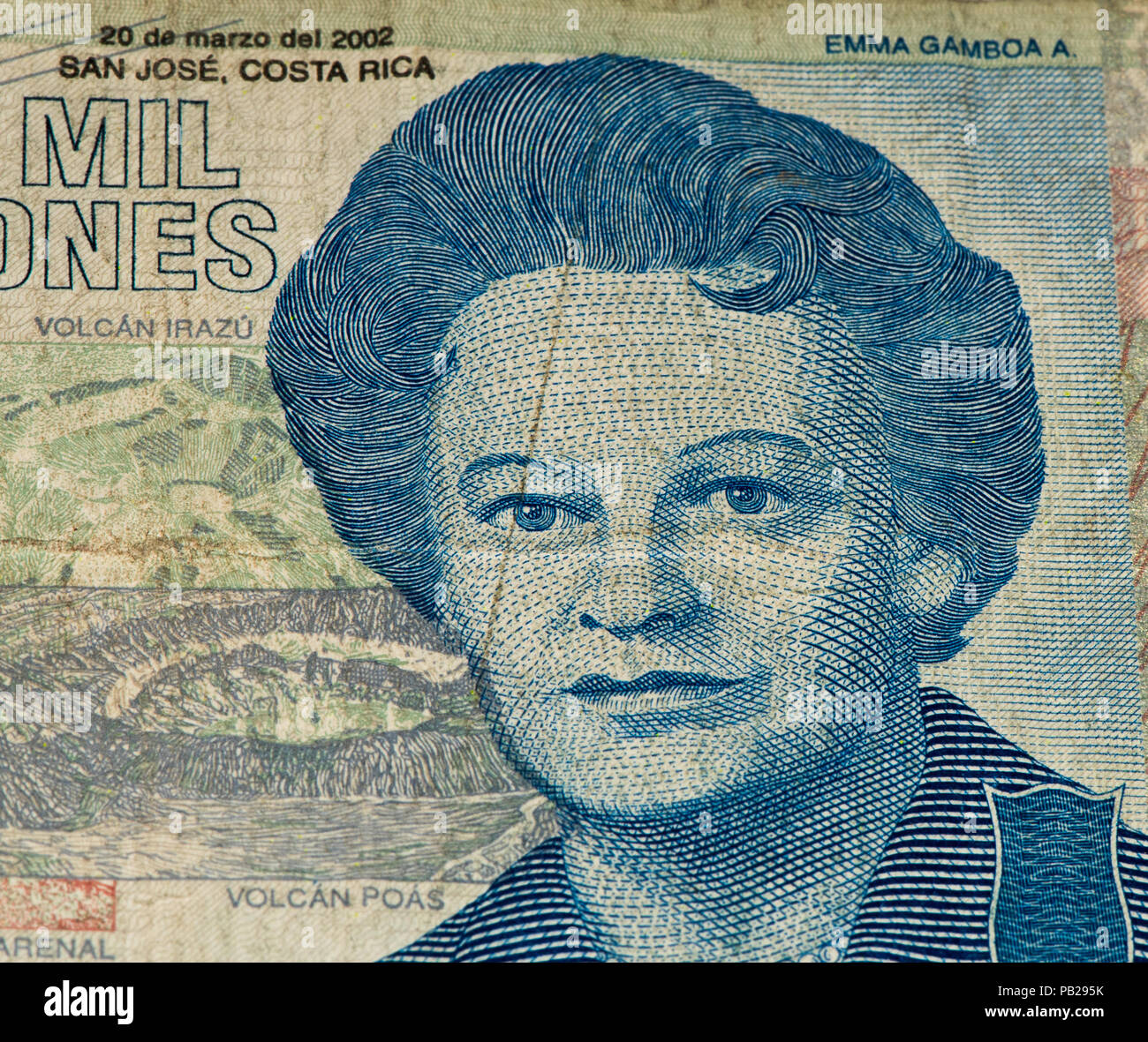 10000 Costa Rican colones bank note. Colones is the national currency