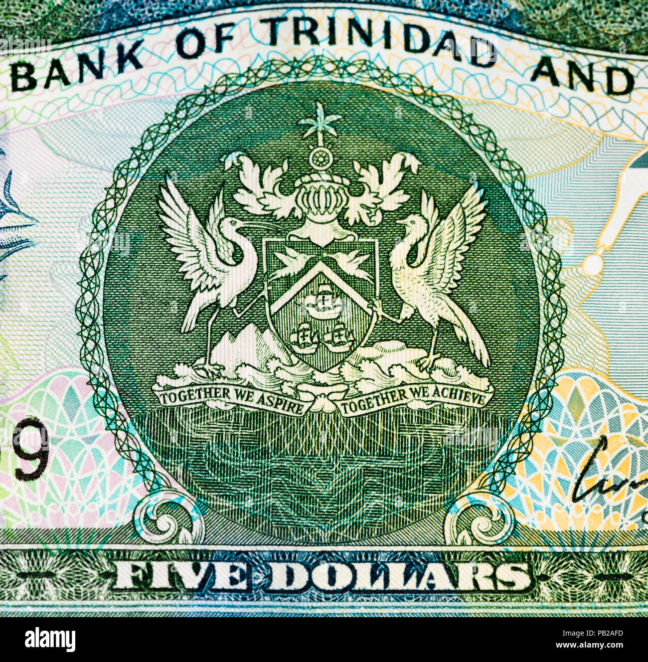 5 Trinidad and Tobago dollar bank note. Trinidad and Tobago is the