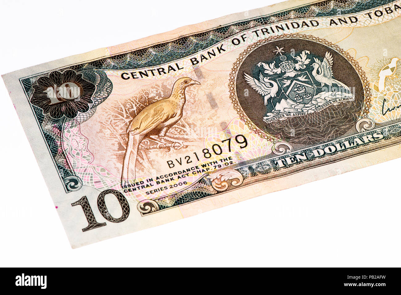 10 Trinidad and Tobago dollar bank note. Trinidad and Tobago is the