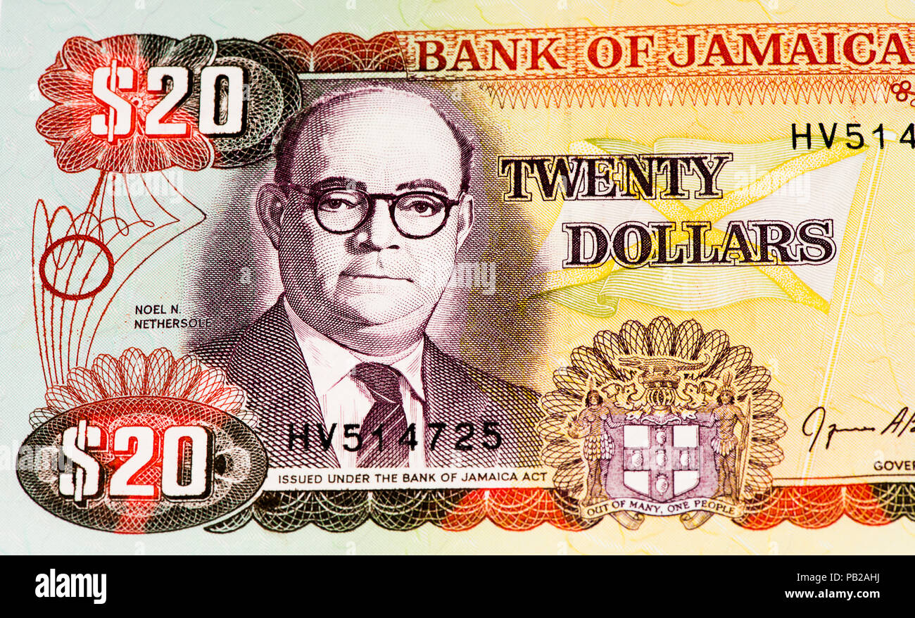 20 Jamaican dollars. Jamaican dollars is the national currency of Jamaica  Stock Photo - Alamy