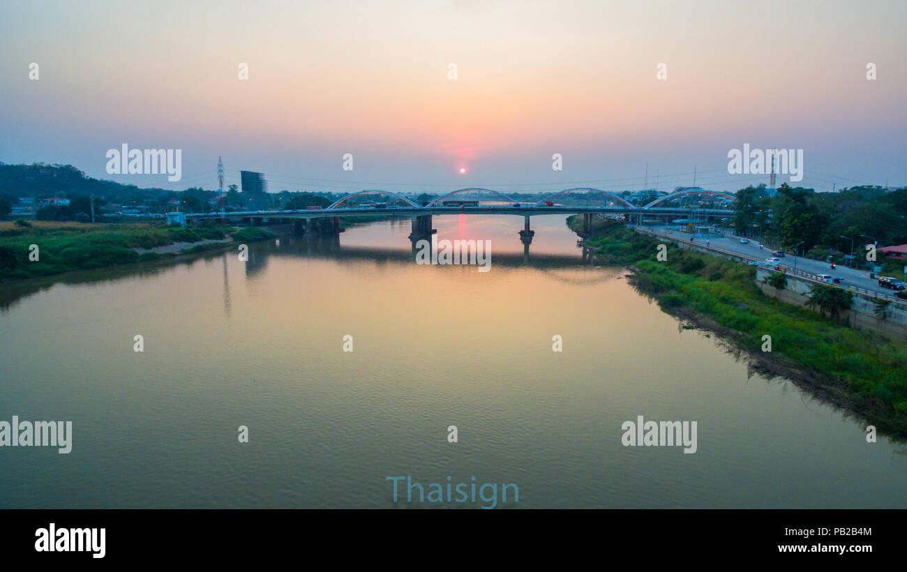 Chao Praya river was born in Pak Nampho Nakhon Sawan province the four rivers Ping Wang Yom and Nan flow together at Pak Num Pho and become to the big Stock Photo