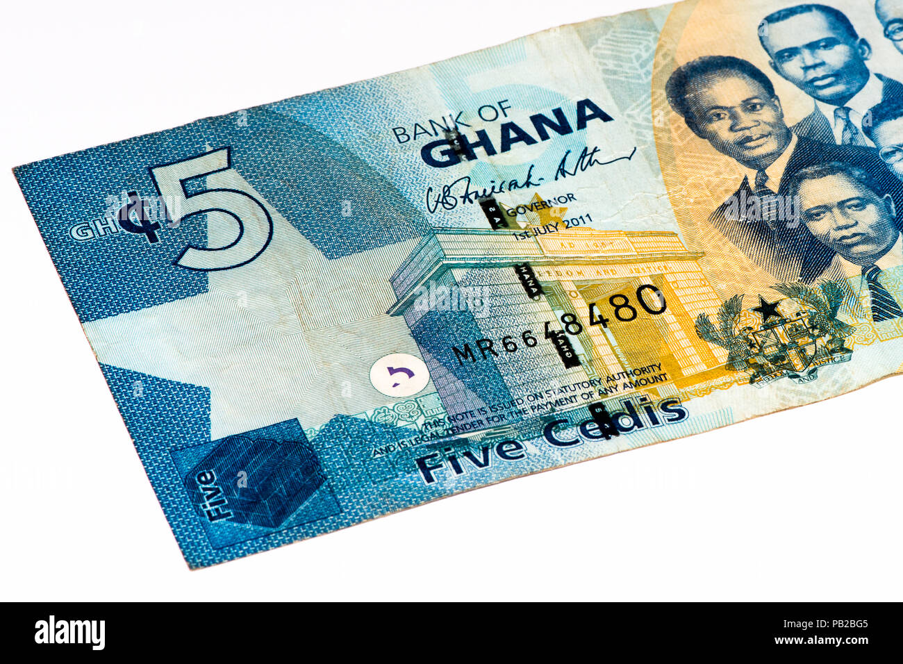 5 Ghana cedi bank note. Ghana cedi is the national currency of Ghana