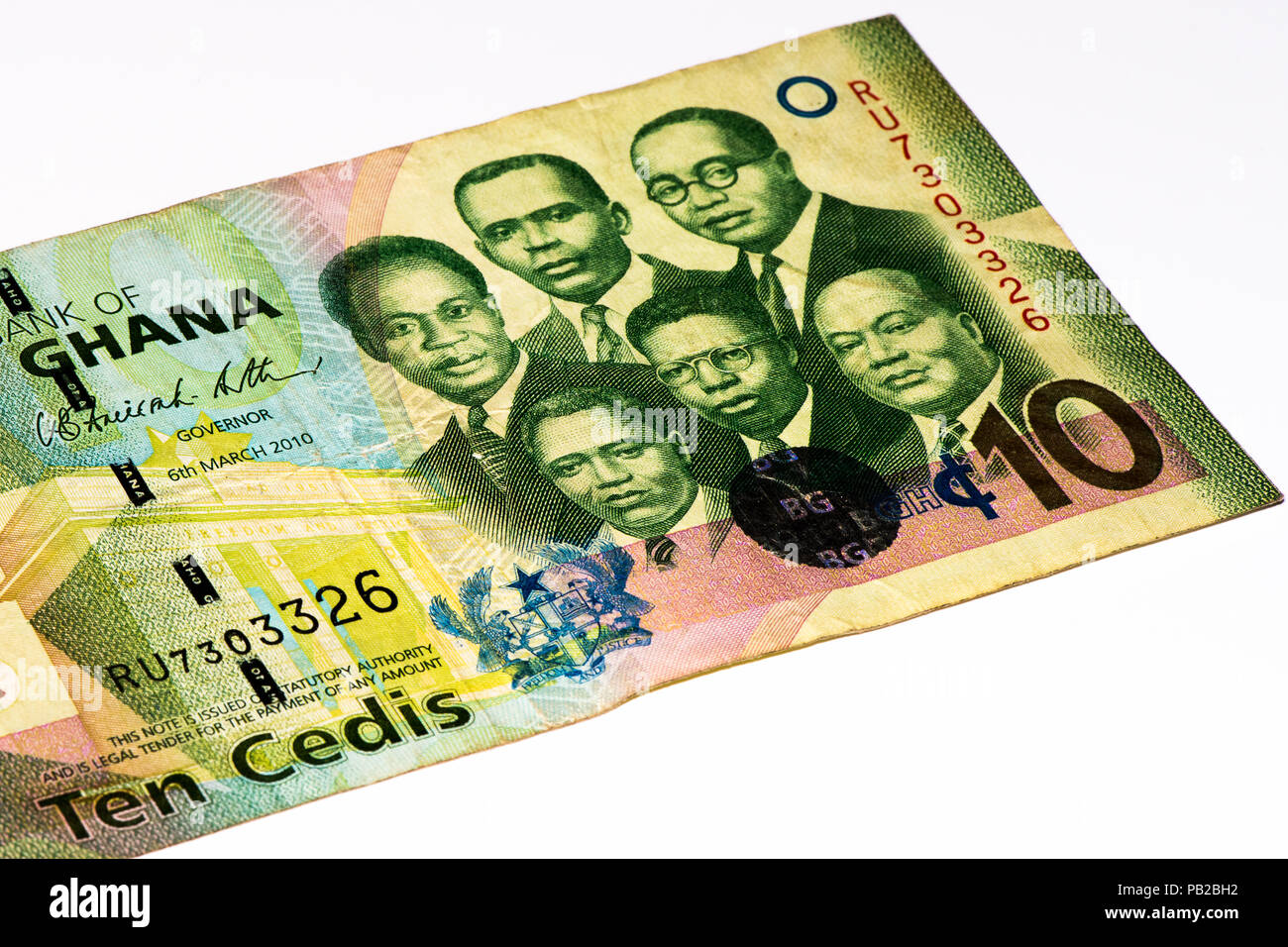 10 Ghana cedi bank note. Ghana cedi is the national currency of Ghana ...