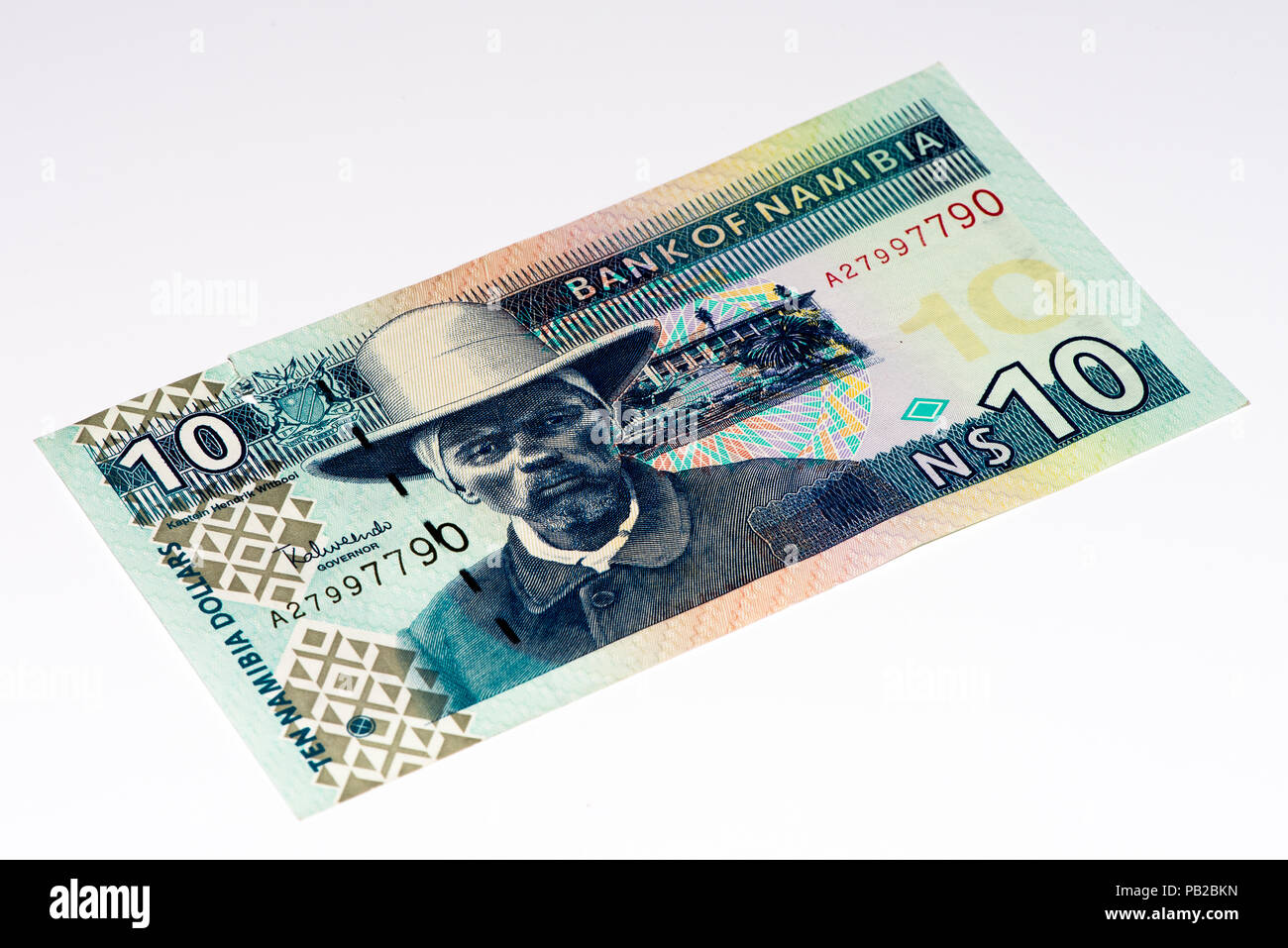 10 Namibian dollars bank note of Namibia. Namibian dollars is the ...